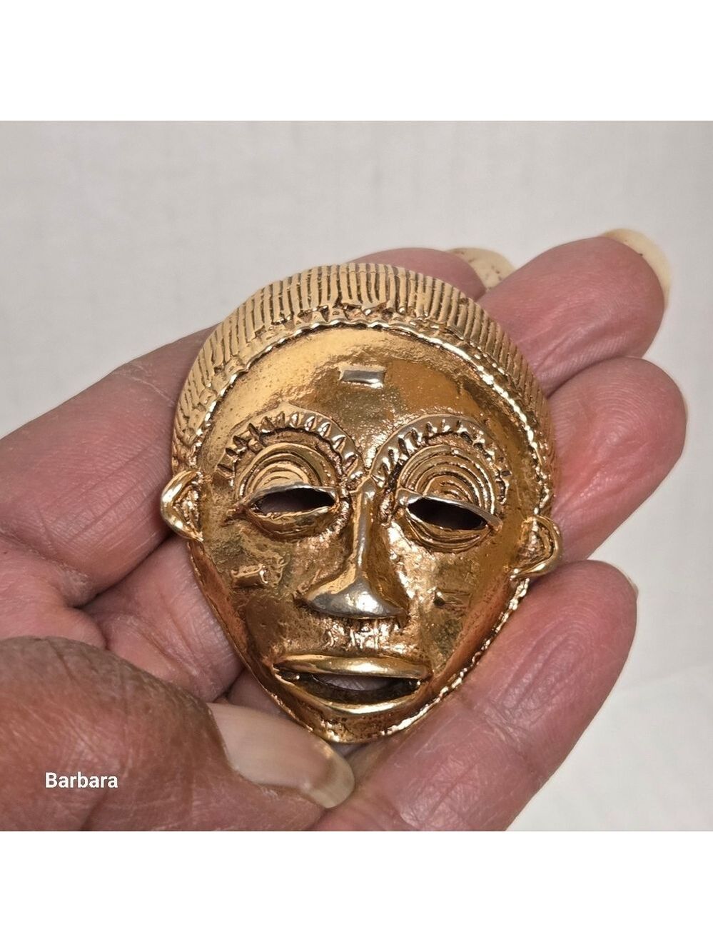 Vintage Gold-tone Akan Ghana Gulf Of Ghana Brooch